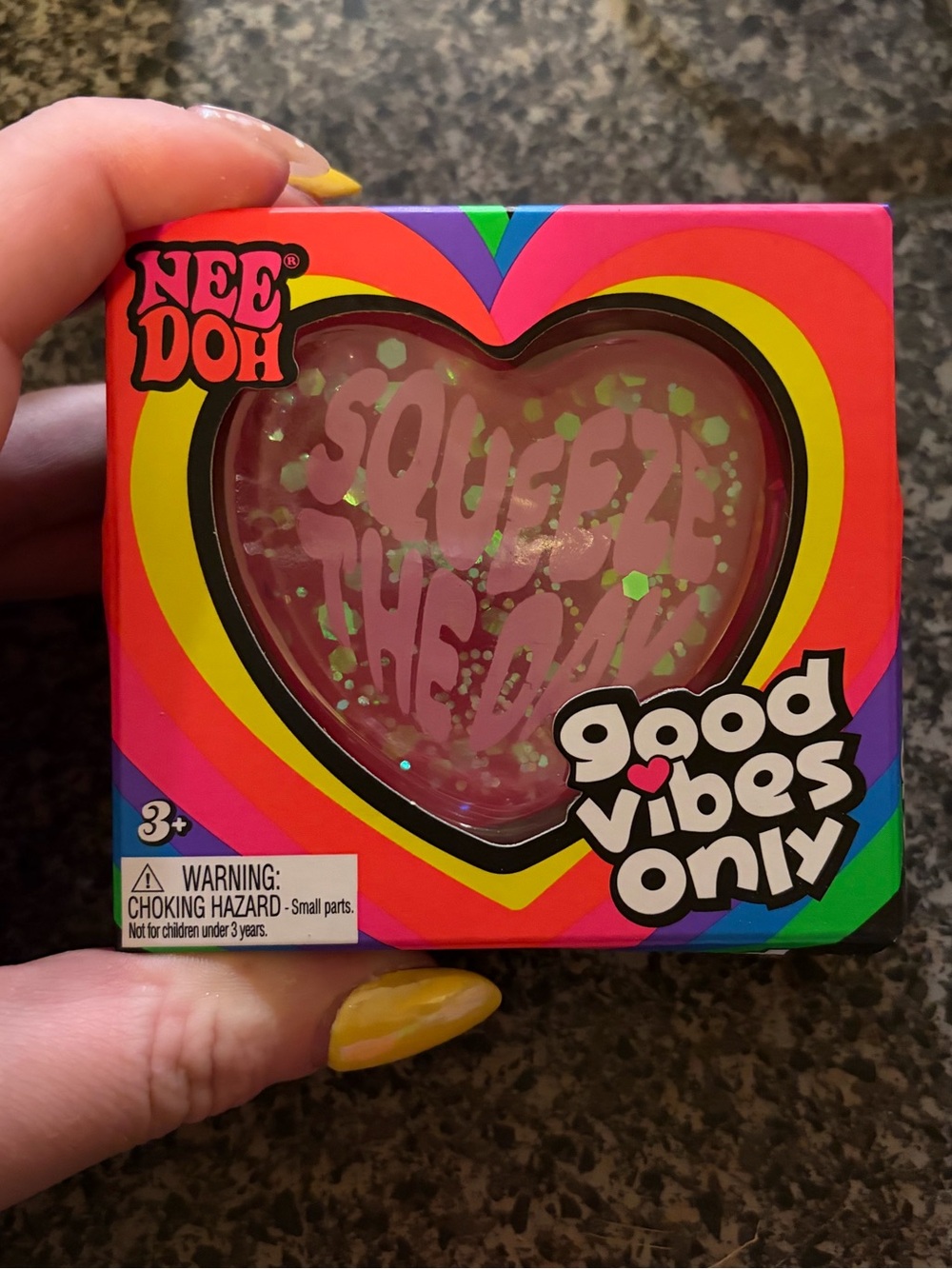 Nee Doh Kids Toy Stress Ball - Pink Heart "Squeeze the Day”